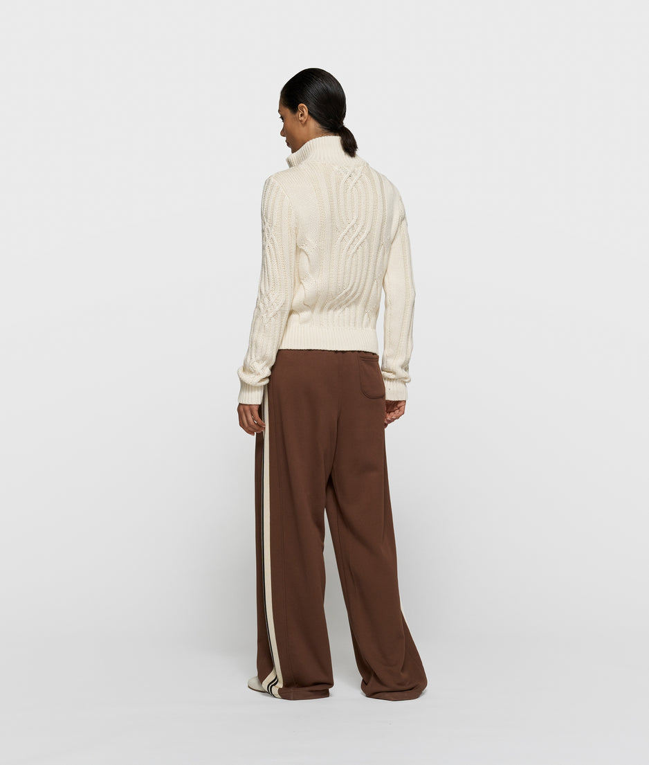 cable knit zip | pearl