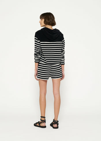terry hoodie stripes | black/ecru