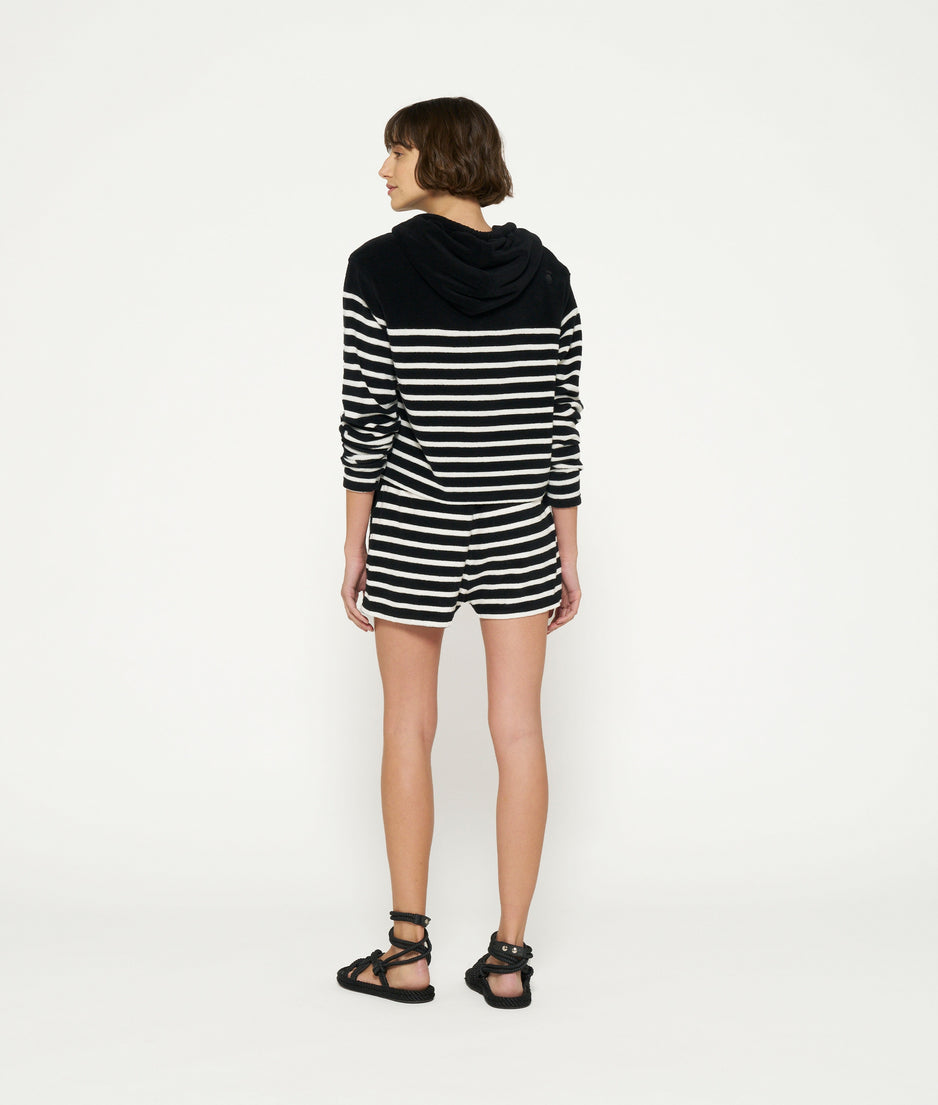 terry hoodie stripes | black/ecru