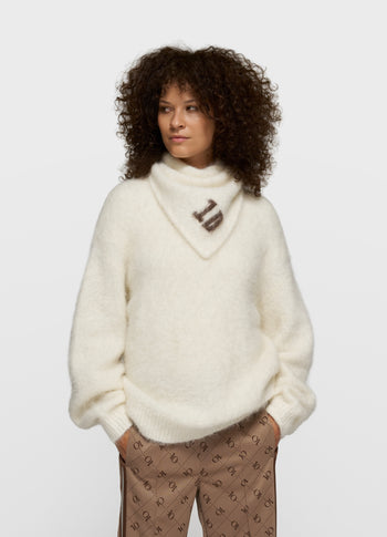 statement knit sweater | ecru