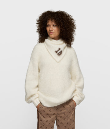 statement knit sweater | ecru
