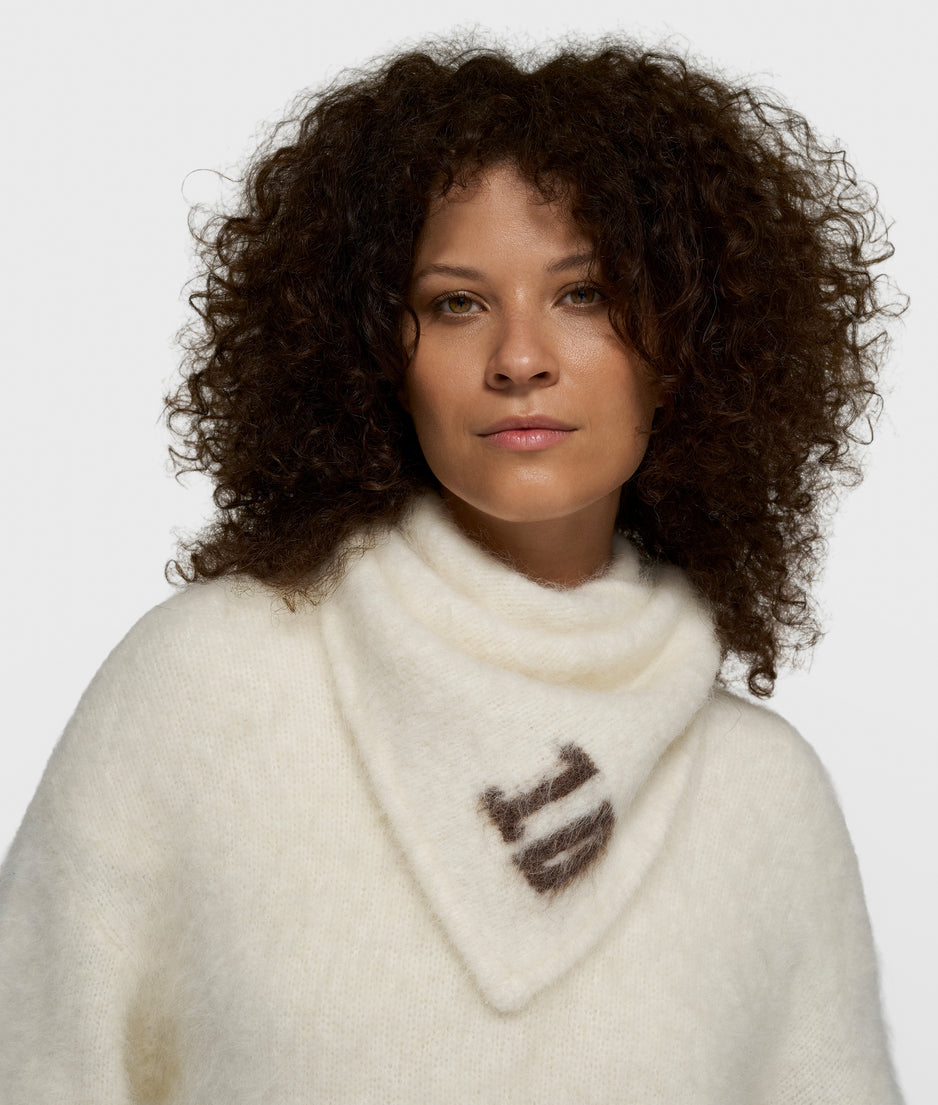 hairy knit bandana | ecru