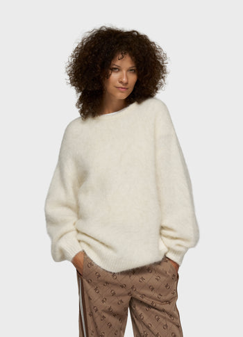 statement knit sweater | ecru