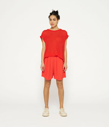 flowy viscose shorts | poppy red