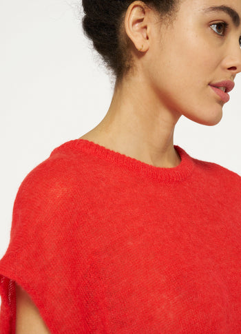 tee thin knit | poppy red