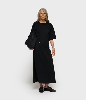 tee dress gathering | black
