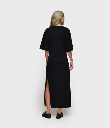 tee dress gathering | black