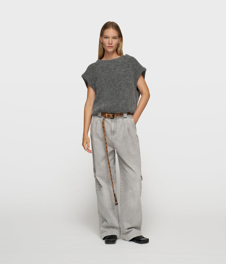 cargo pants flowy denim | grey wash