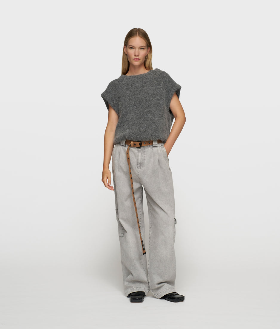 cargo pants flowy denim | grey wash