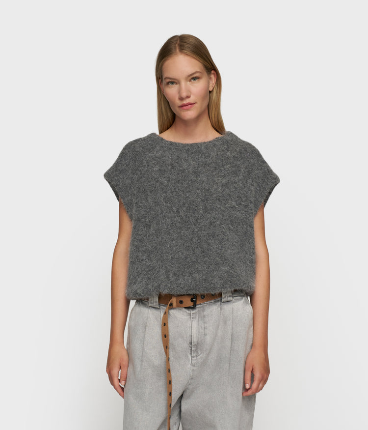 balloon hairy knit top | antra melee