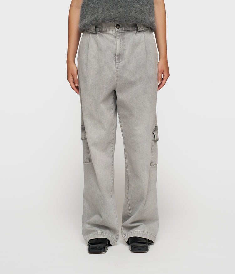 cargo pants flowy denim | grey wash