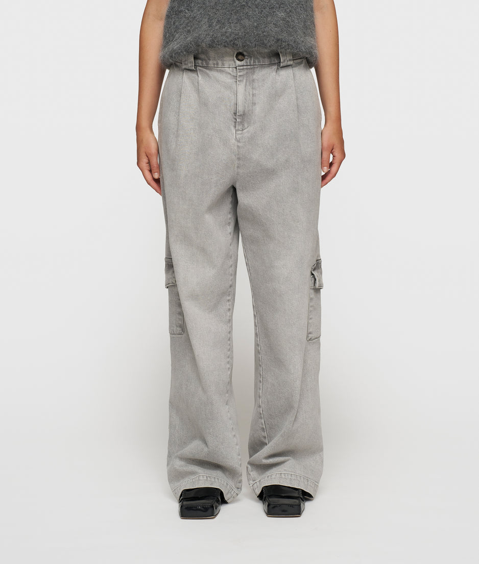 cargo pants flowy denim | grey wash