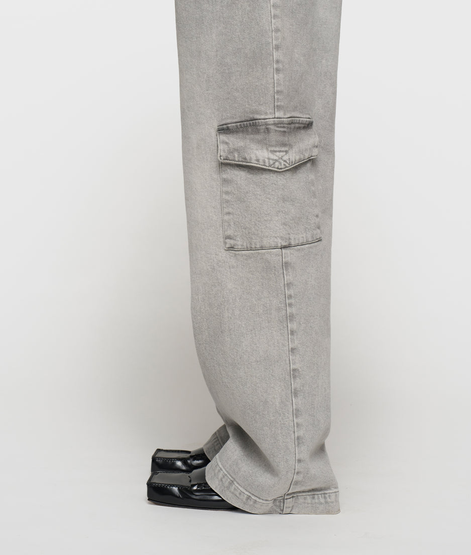 cargo pants flowy denim | grey wash