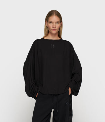 flowy blouse gathering | black