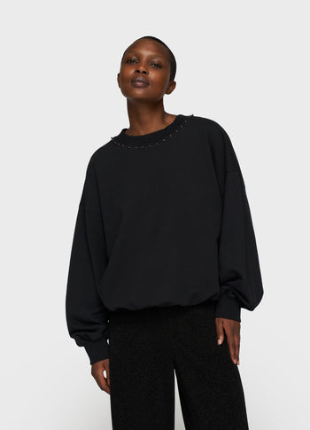 balloon sweater pearls | black