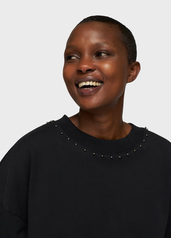 balloon sweater pearls | black