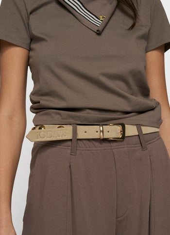 suede belt studs | soft vanilla