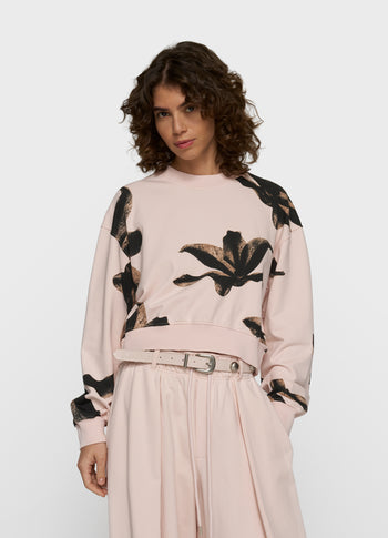 cropped sweater flower | powder