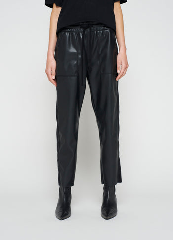 leatherlook side panel jogger | black