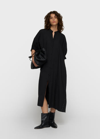 short sleeve dress voile | black