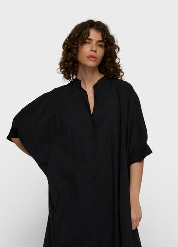 short sleeve dress voile | black