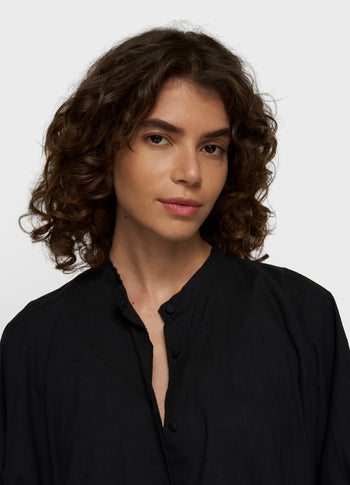 short sleeve dress voile | black
