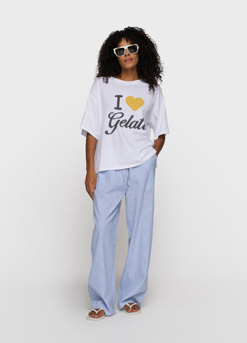 cotton pants stripes | white/steel blue