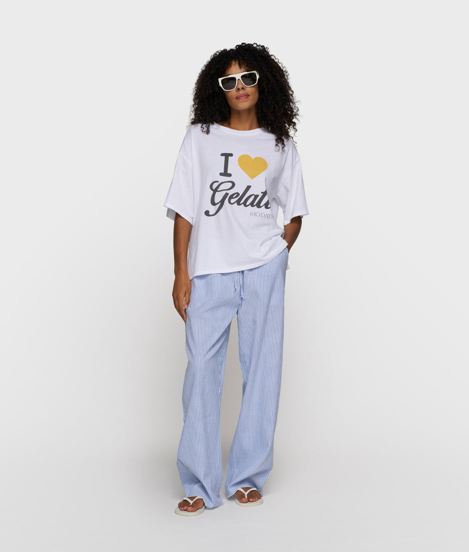 cotton pants stripes | white/steel blue