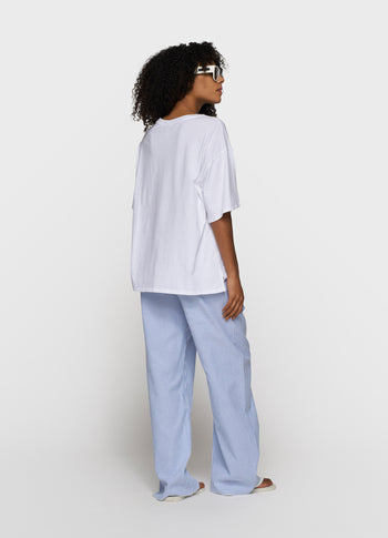 cotton pants stripes | white/steel blue