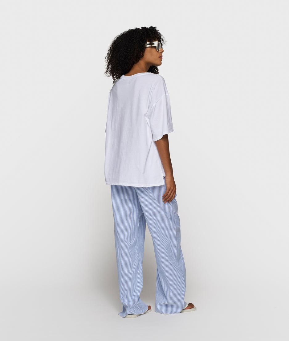 cotton pants stripes | white/steel blue