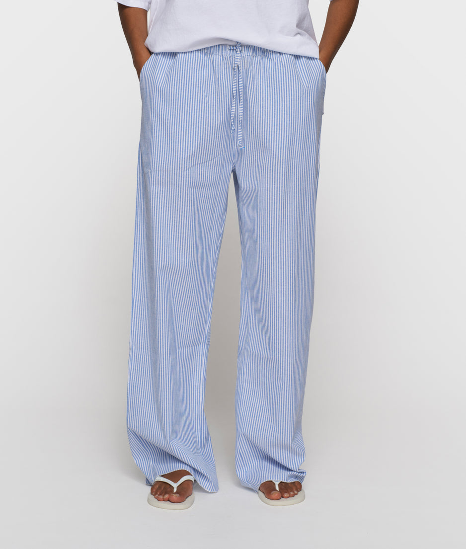 cotton pants stripes | white/steel blue