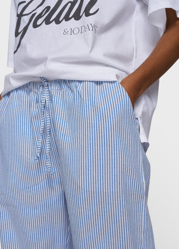 cotton pants stripes | white/steel blue