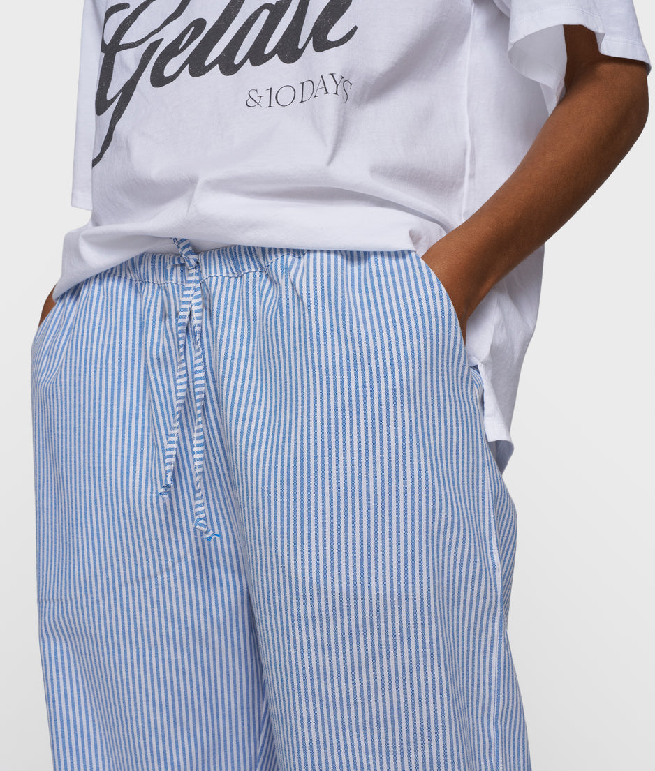 cotton pants stripes | white/steel blue