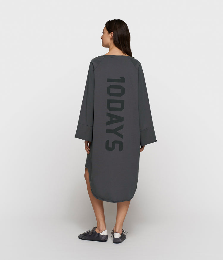 jersey logo dress | steel blue