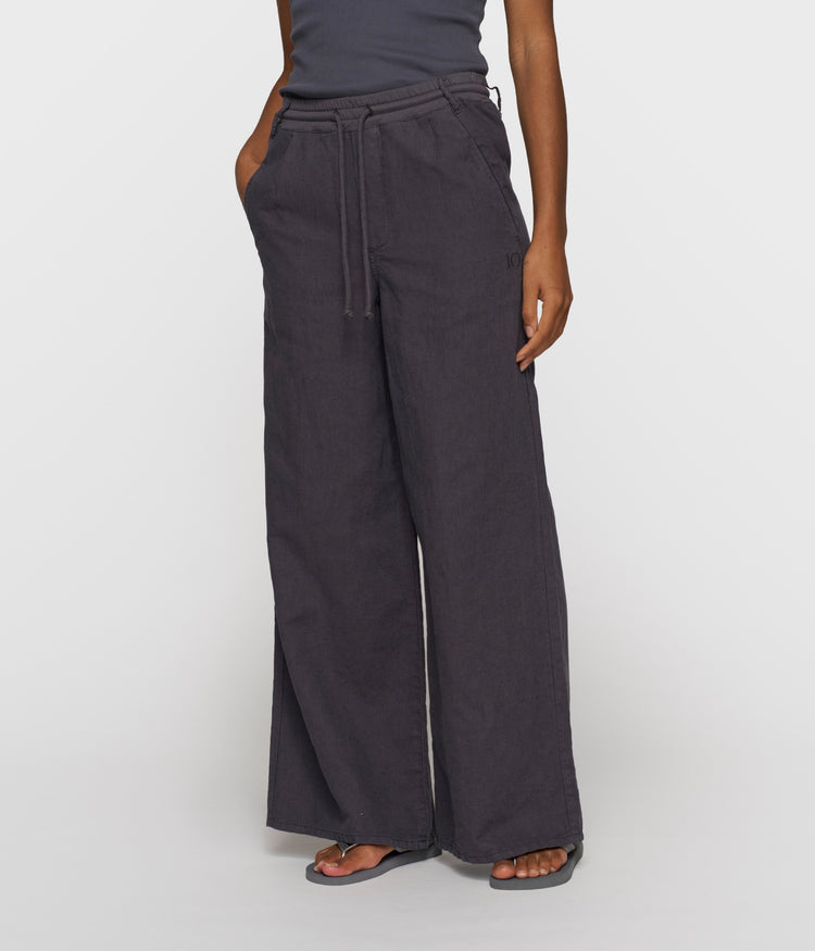 cotton linen pants | steel blue