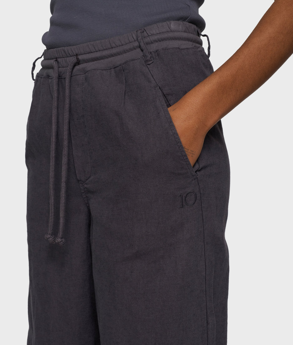 cotton linen pants | steel blue