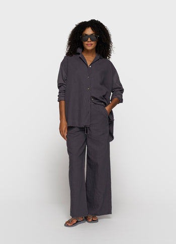cotton linen blouse | steel blue