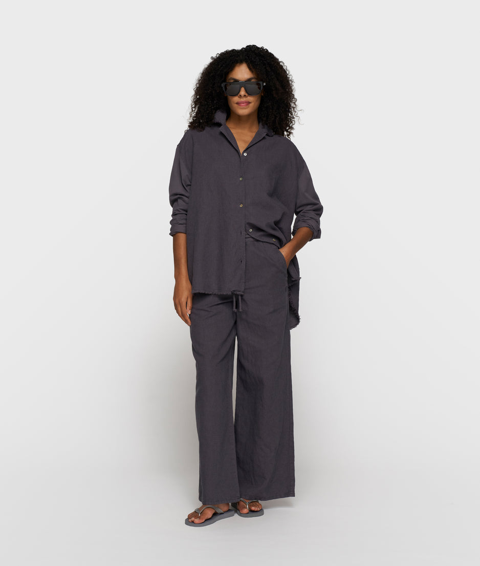 cotton linen blouse | steel blue