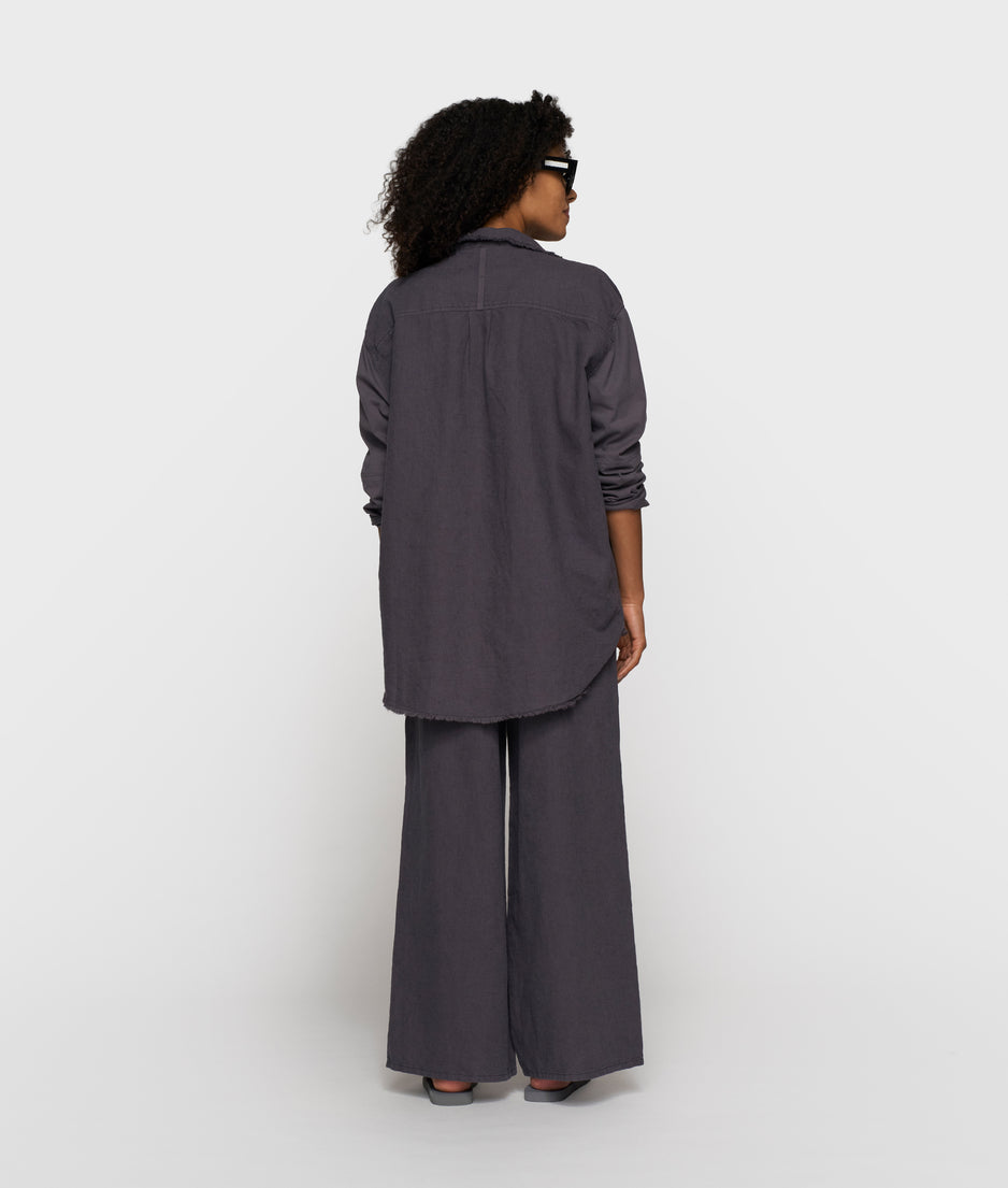 cotton linen blouse | steel blue