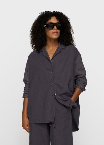 cotton linen blouse | steel blue