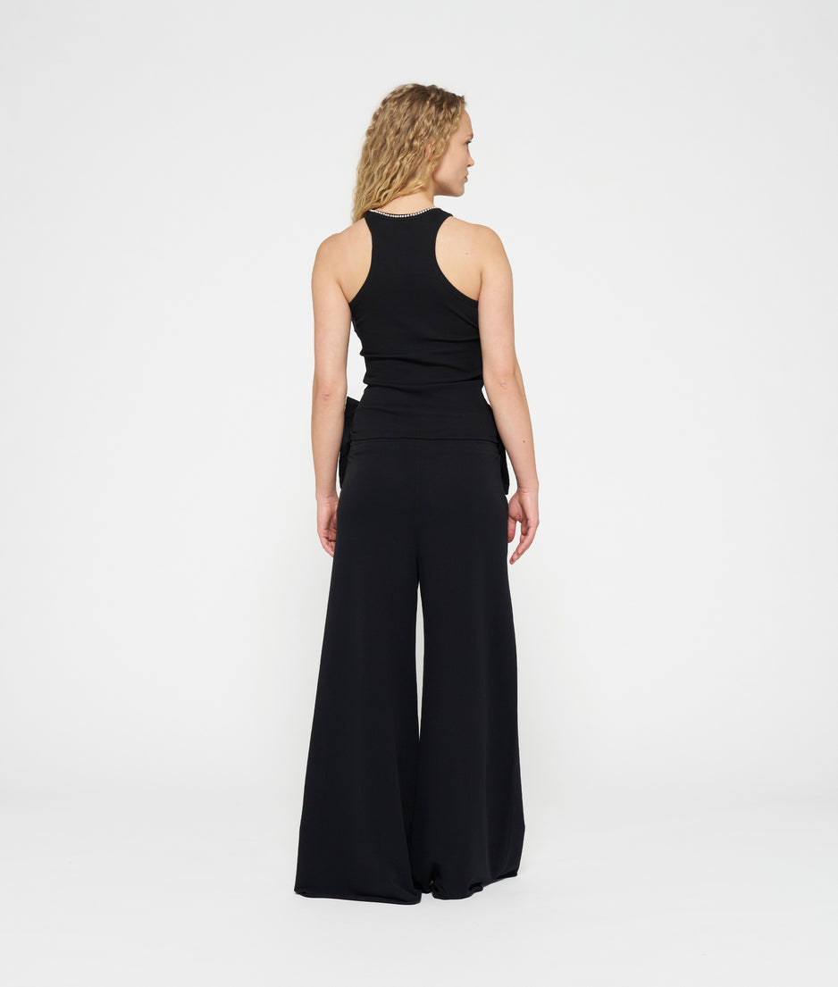 wide leg jogger bow | black