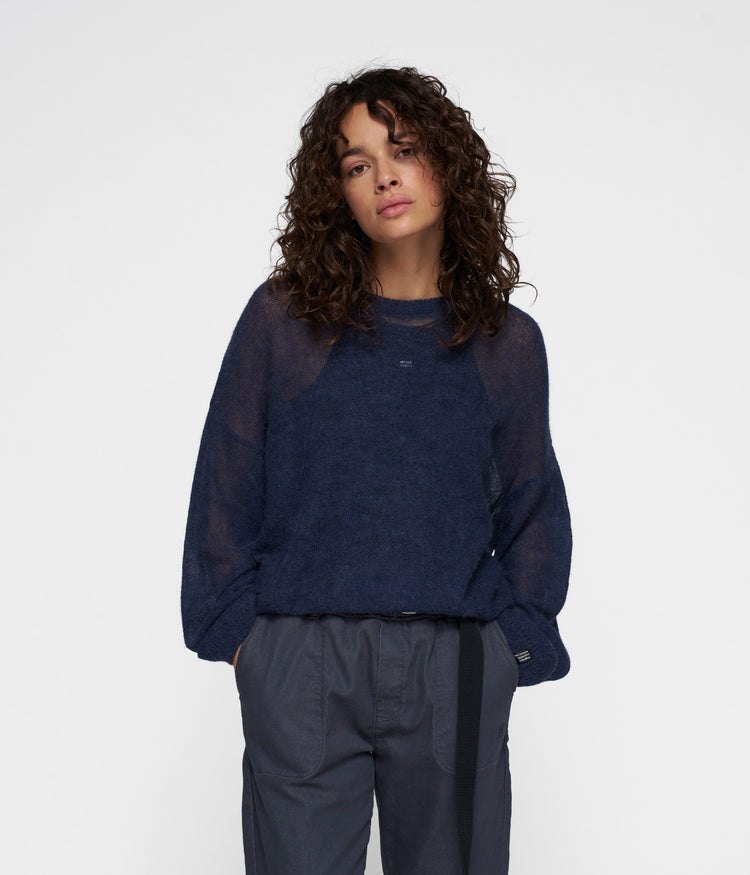 thin knit sweater | yale blue