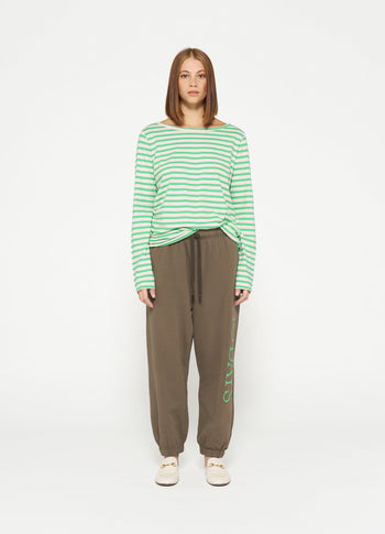 longsleeve tee stripes | ecru/apple green