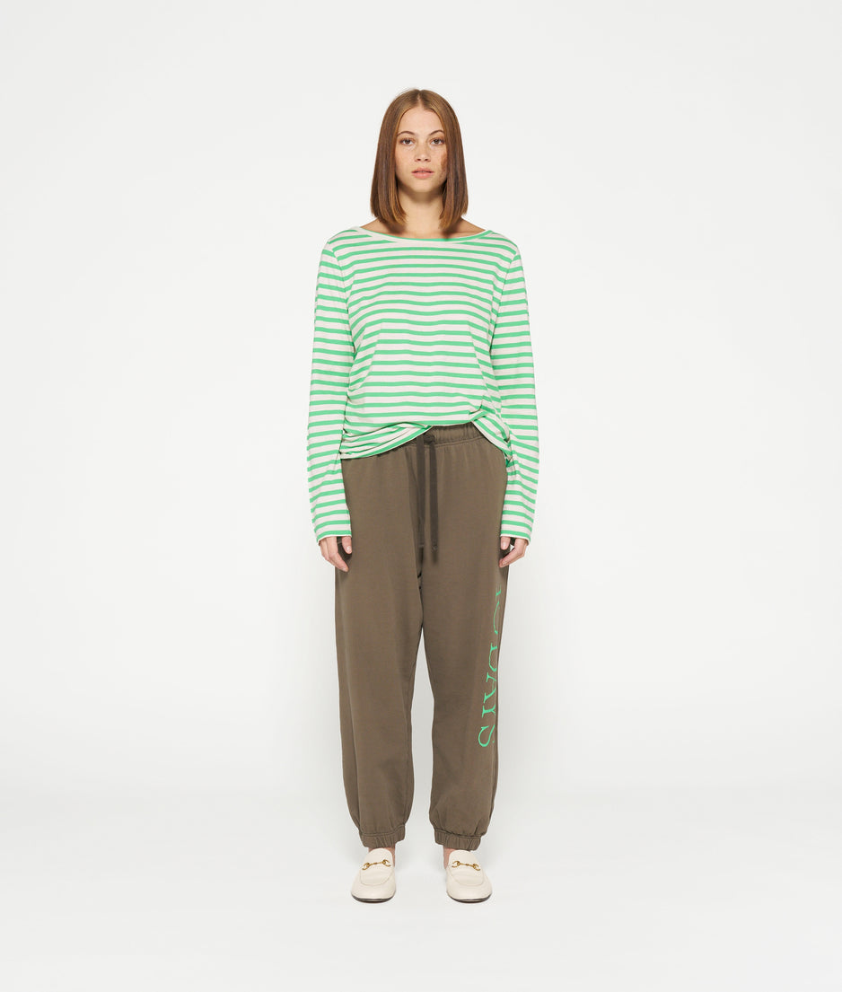 longsleeve tee stripes | ecru/apple green