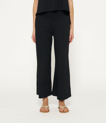 wide leg smock pants | black