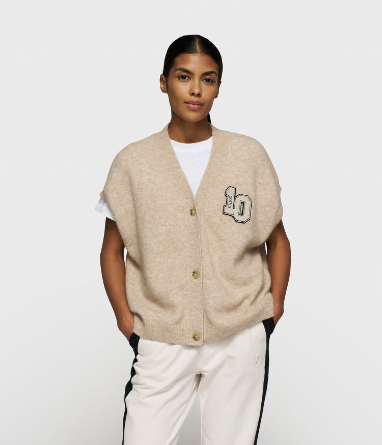 soft v-neck knit gilet | earth