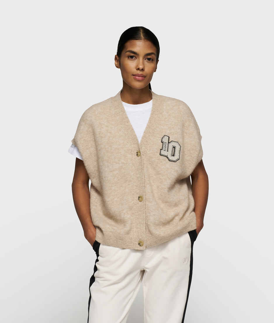 soft v-neck knit gilet | earth