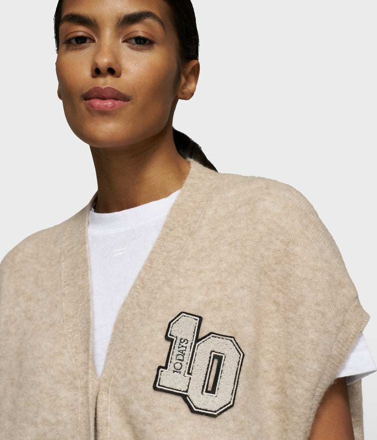 soft v-neck knit gilet | earth
