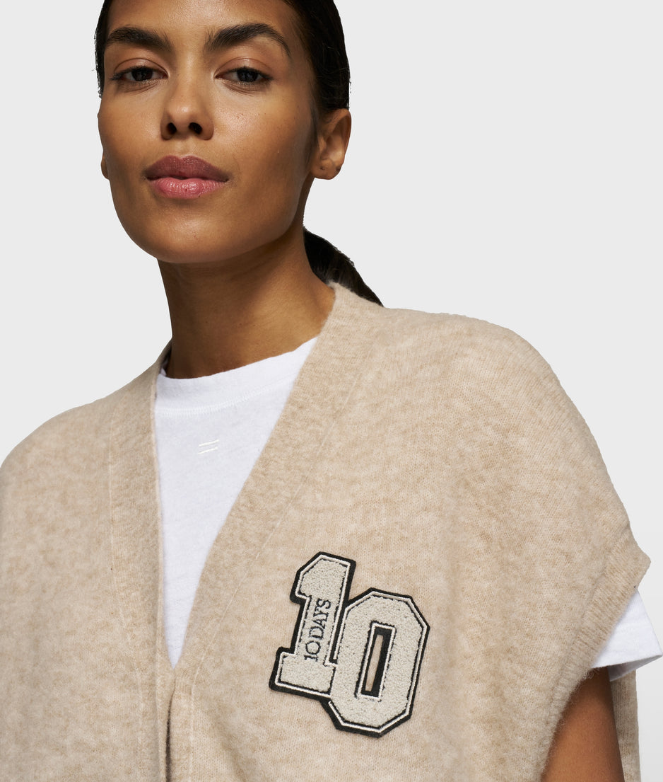 soft v-neck knit gilet | earth