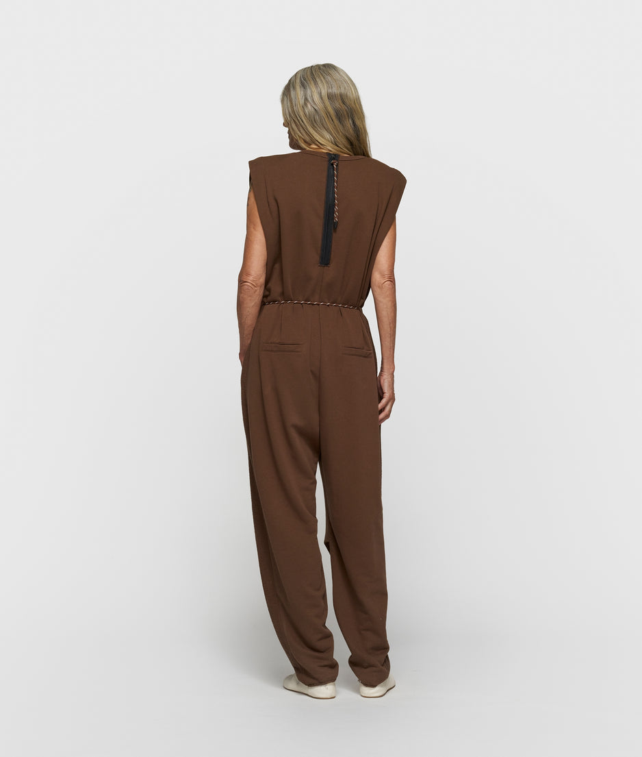 fleece jumpsuit | dark truffle